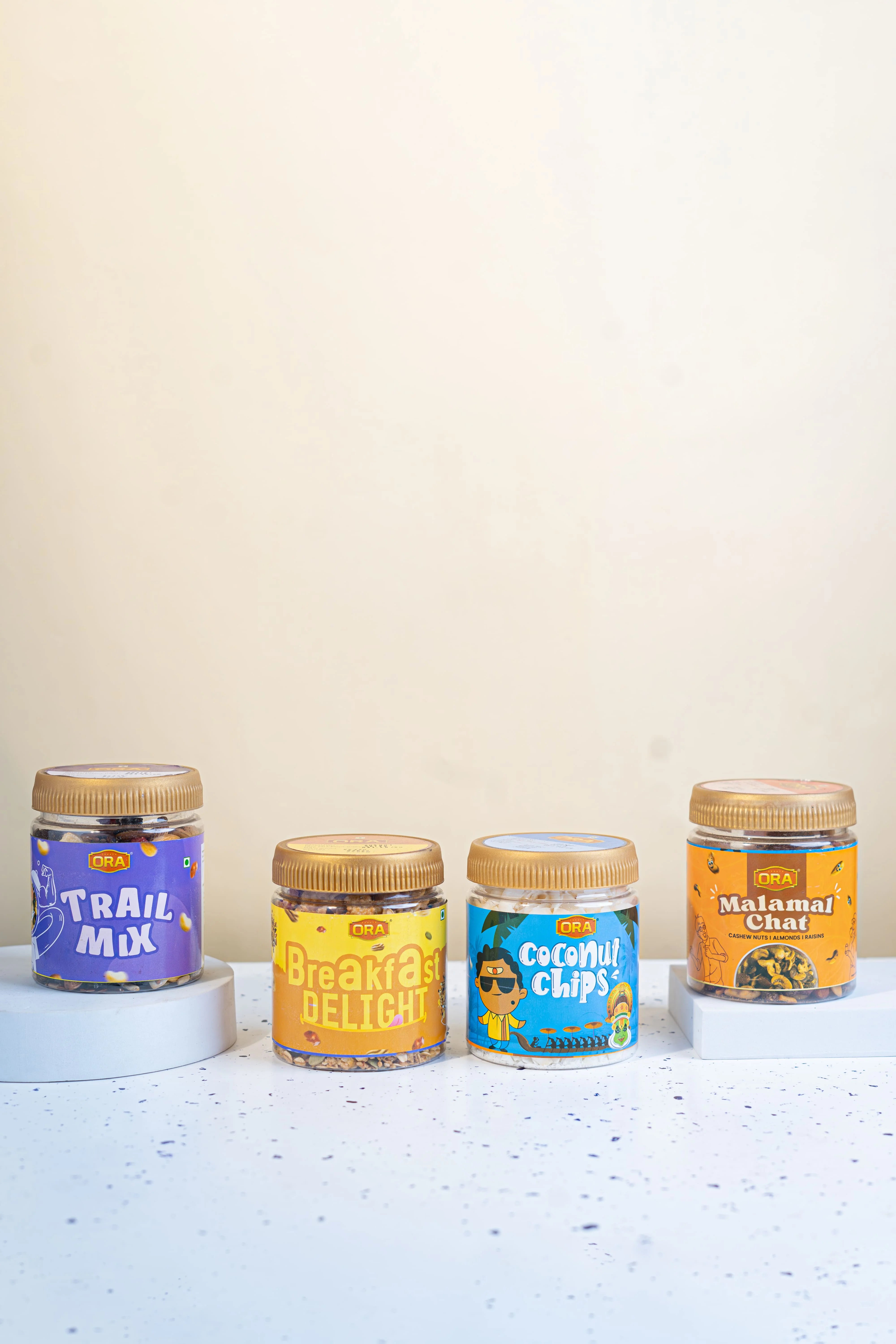 All-Day Snack Quartet – Breakfast Delight, Coconut Chips, Malamal Chat & Trail Mix