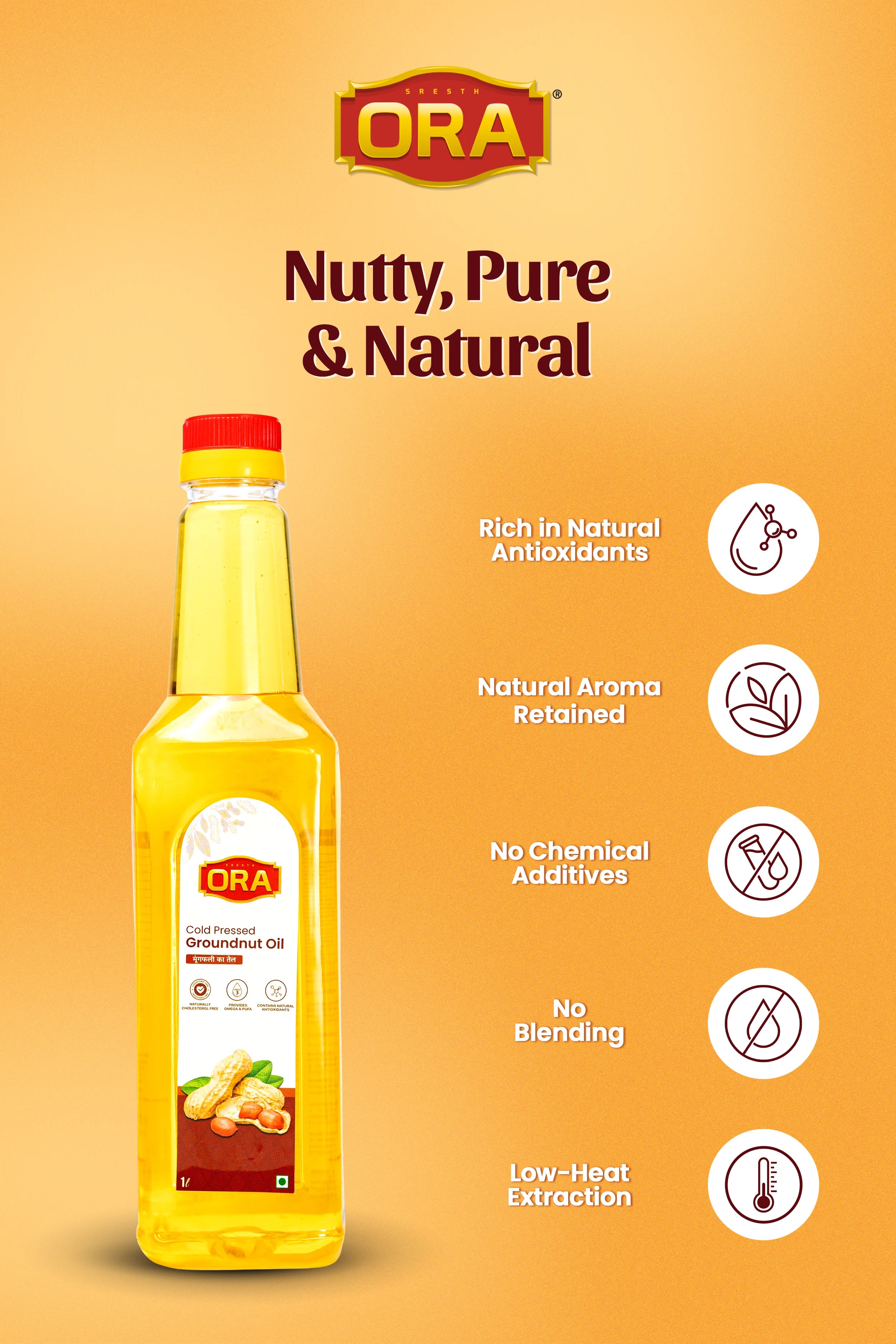 Cold-Pressed Groundnut Oil – 100% Natural, Rich Flavor, Healthy Choice Packs