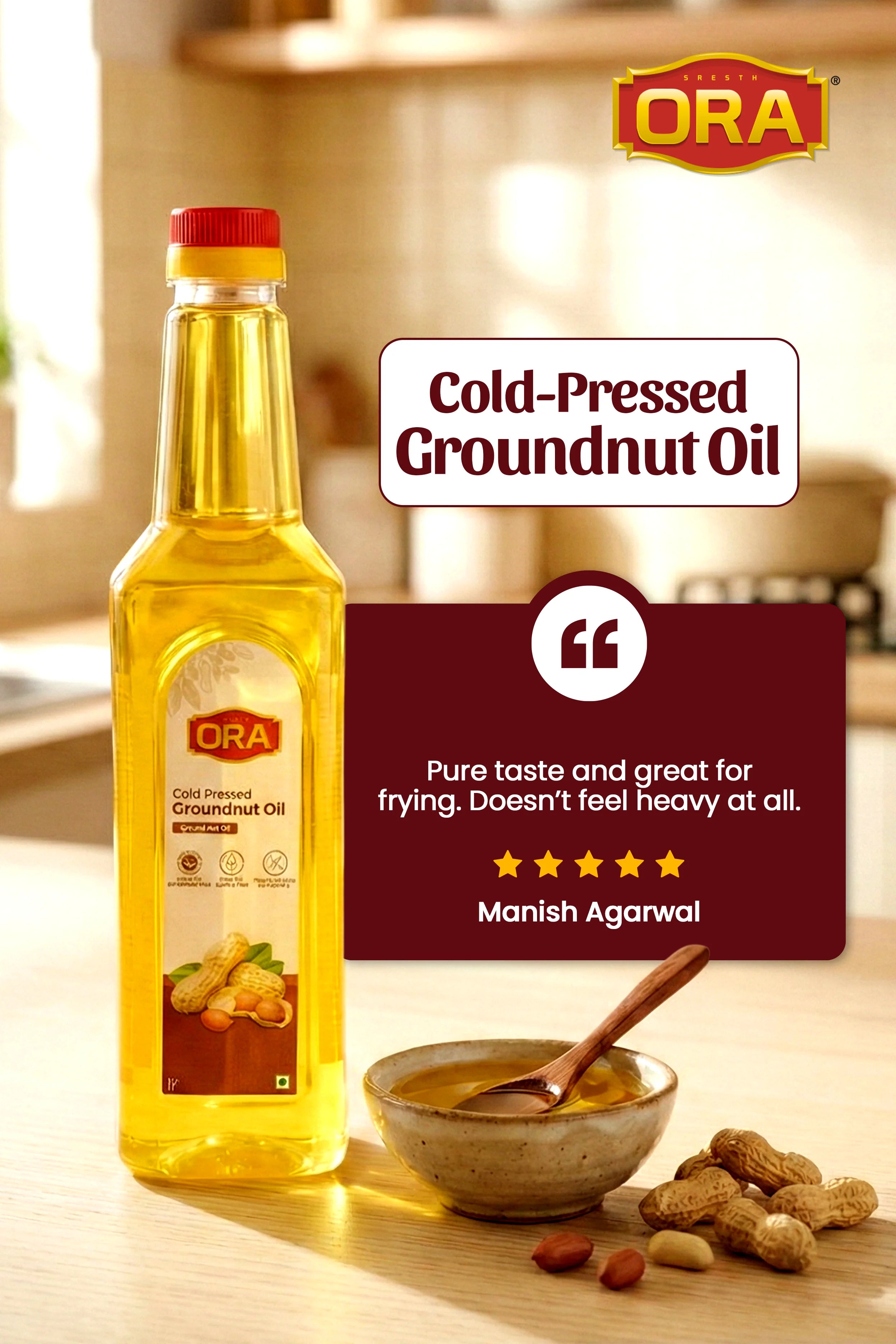 Cold-Pressed Groundnut Oil – 100% Natural, Rich Flavor, Healthy Choice Packs