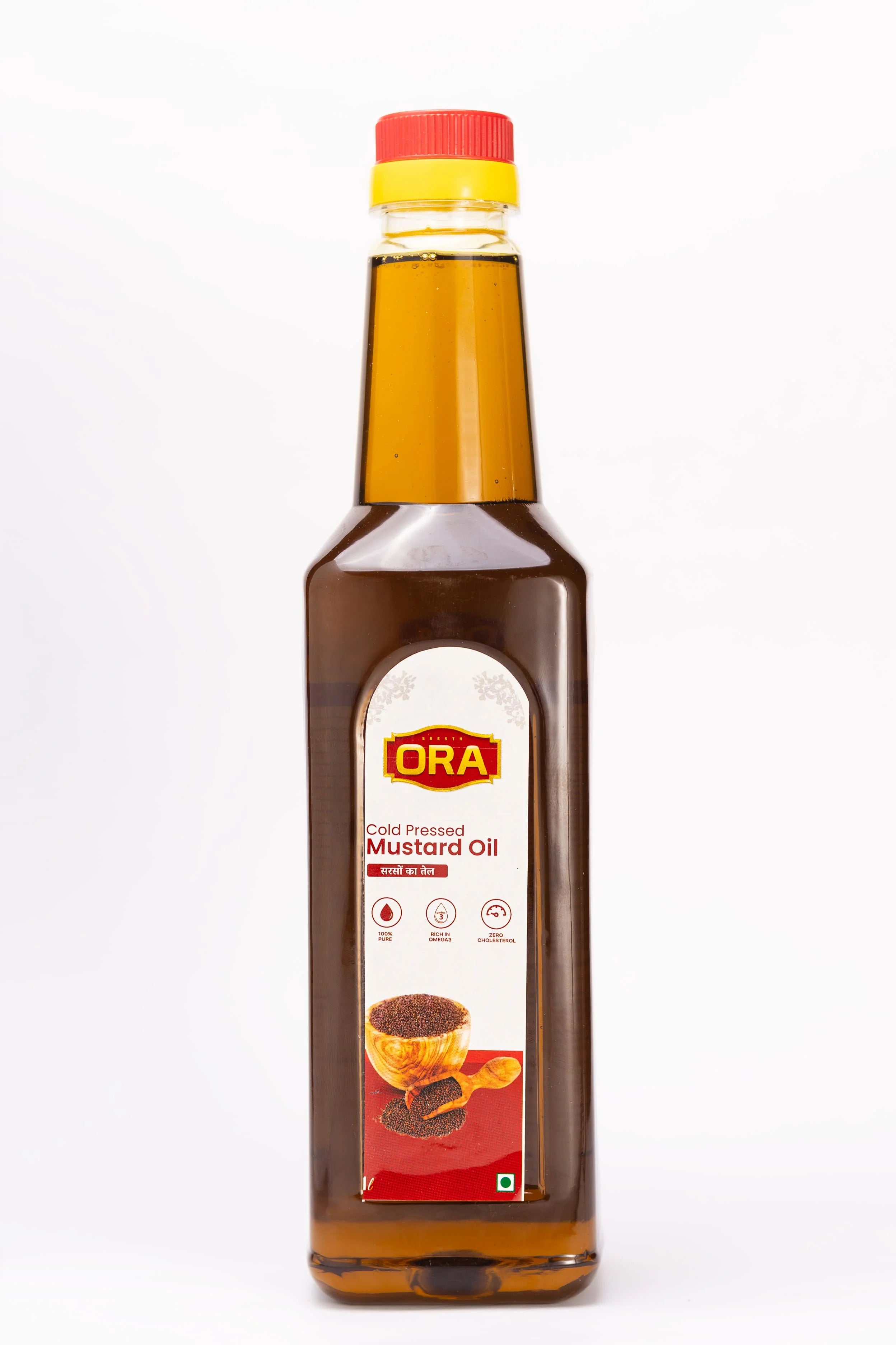 Cold-Pressed Mustard Oil – All-Natural, Nutritious & Cholesterol-Free (1L bottle)