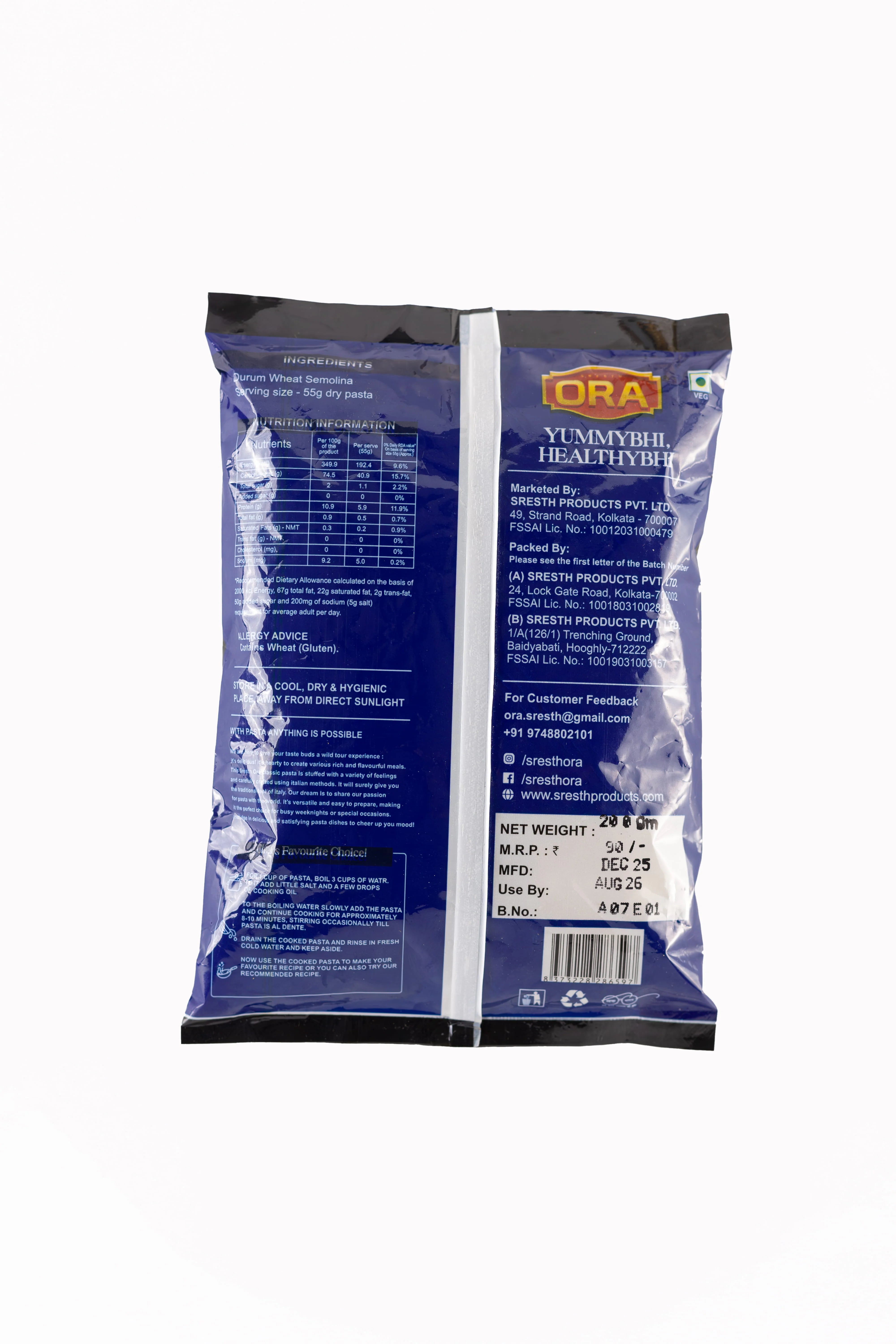 Sresth Ora Fusilli Pasta: Quality Durum Wheat for Healthy, Delicious Meals & Easy Cooking