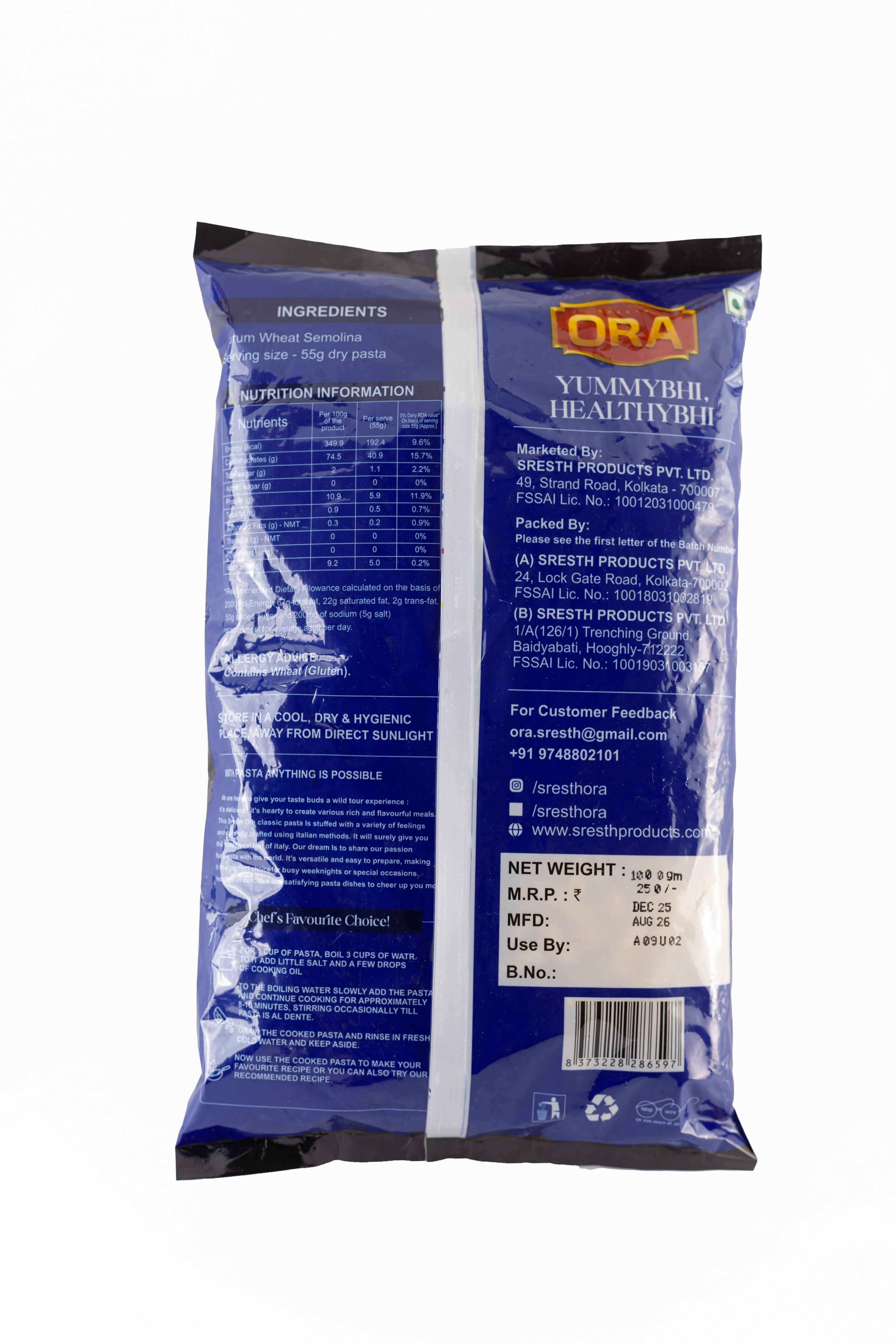 Sresth Ora Penne Pasta: Premium Durum Wheat, Easy to Cook with Superior Flavor