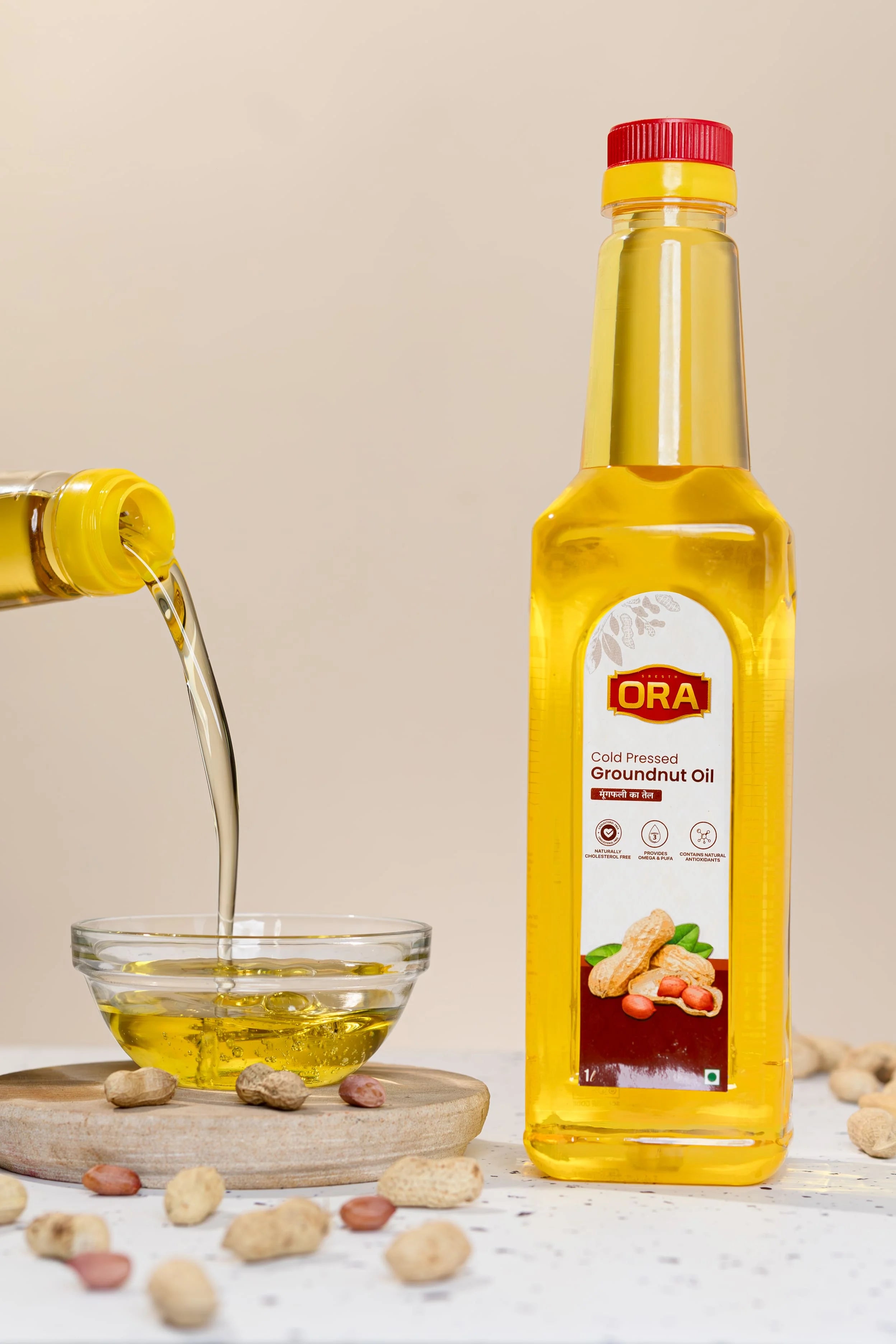 Cold-Pressed Groundnut Oil-100% Natural, Rich Flavor, Healthy Choice (1L bottle)