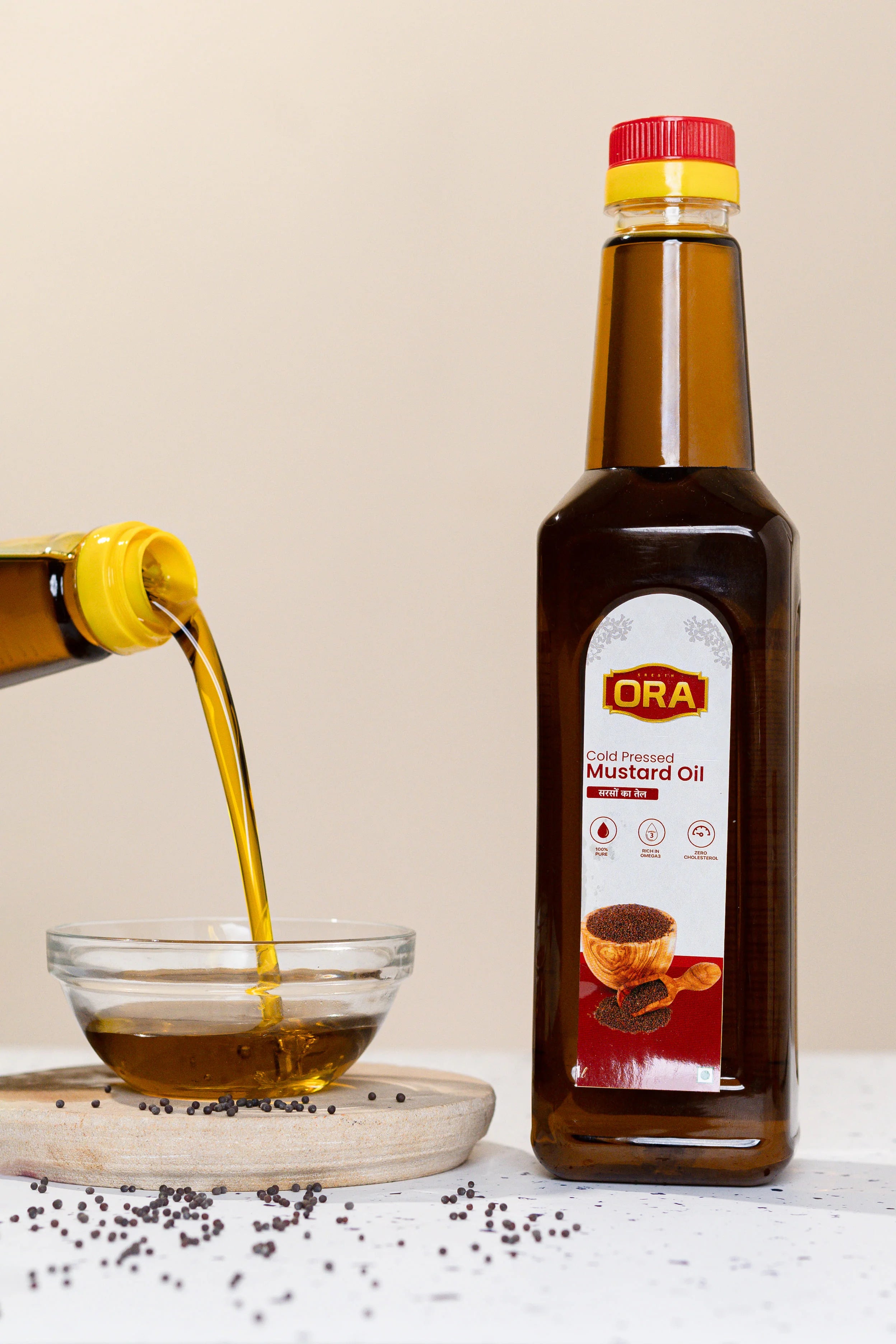 Cold-Pressed Mustard Oil – All-Natural, Nutritious & Cholesterol-Free (1L bottle)