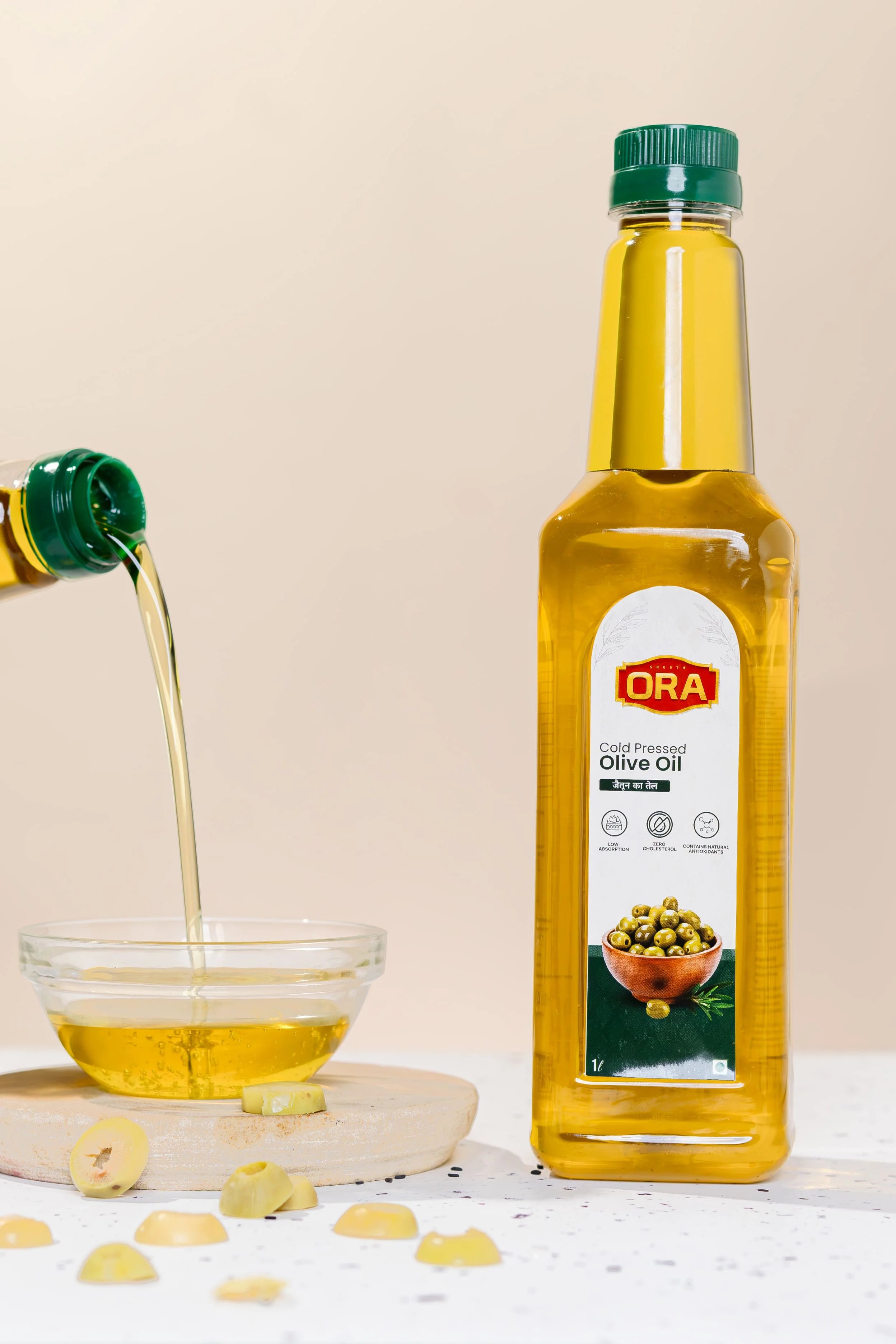 Cold-pressed Olive Oil: Organic, pure, rich in oleic acids for immune support & healthy cooking (1L bottle)