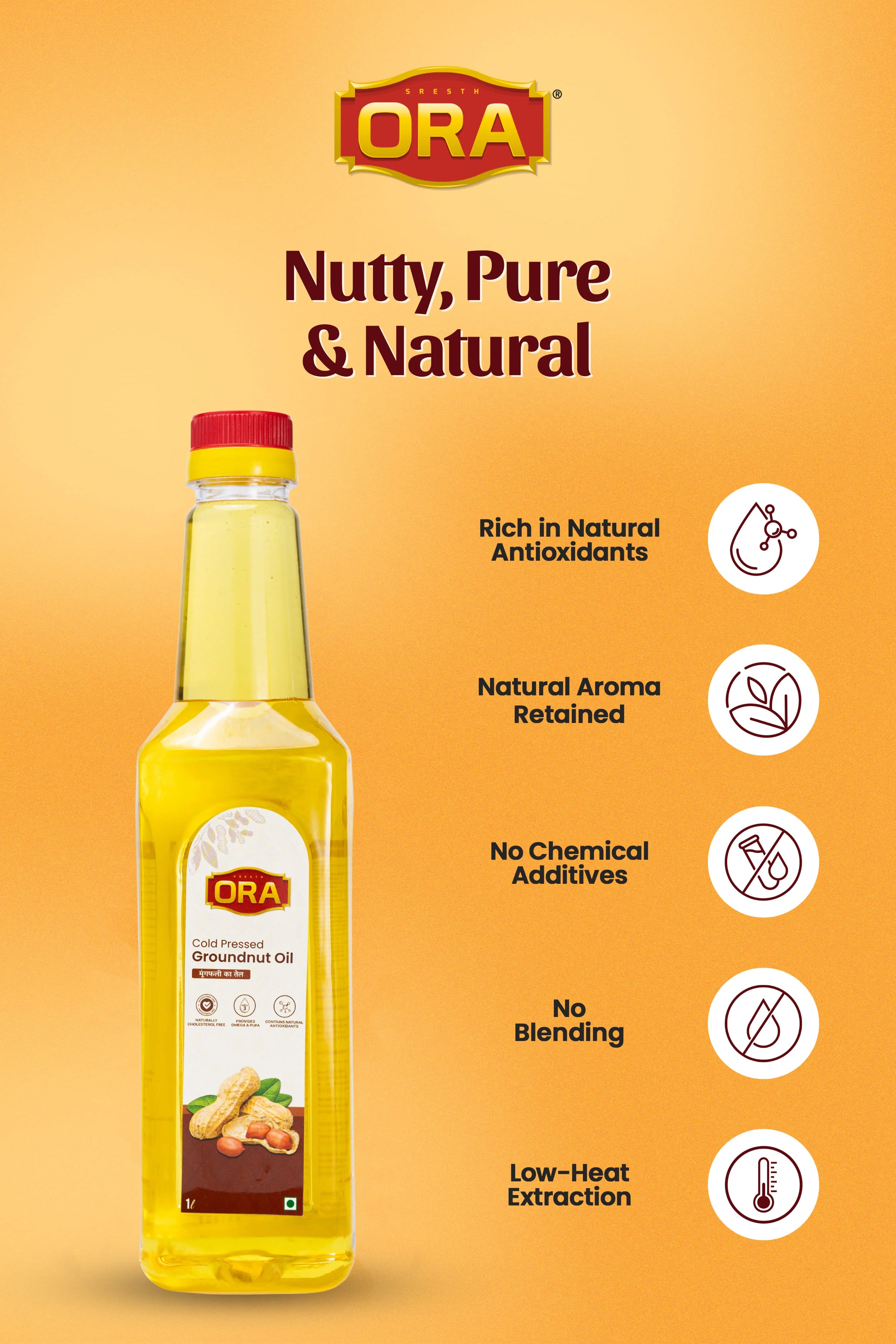 Cold-Pressed Groundnut Oil-100% Natural, Rich Flavor, Healthy Choice