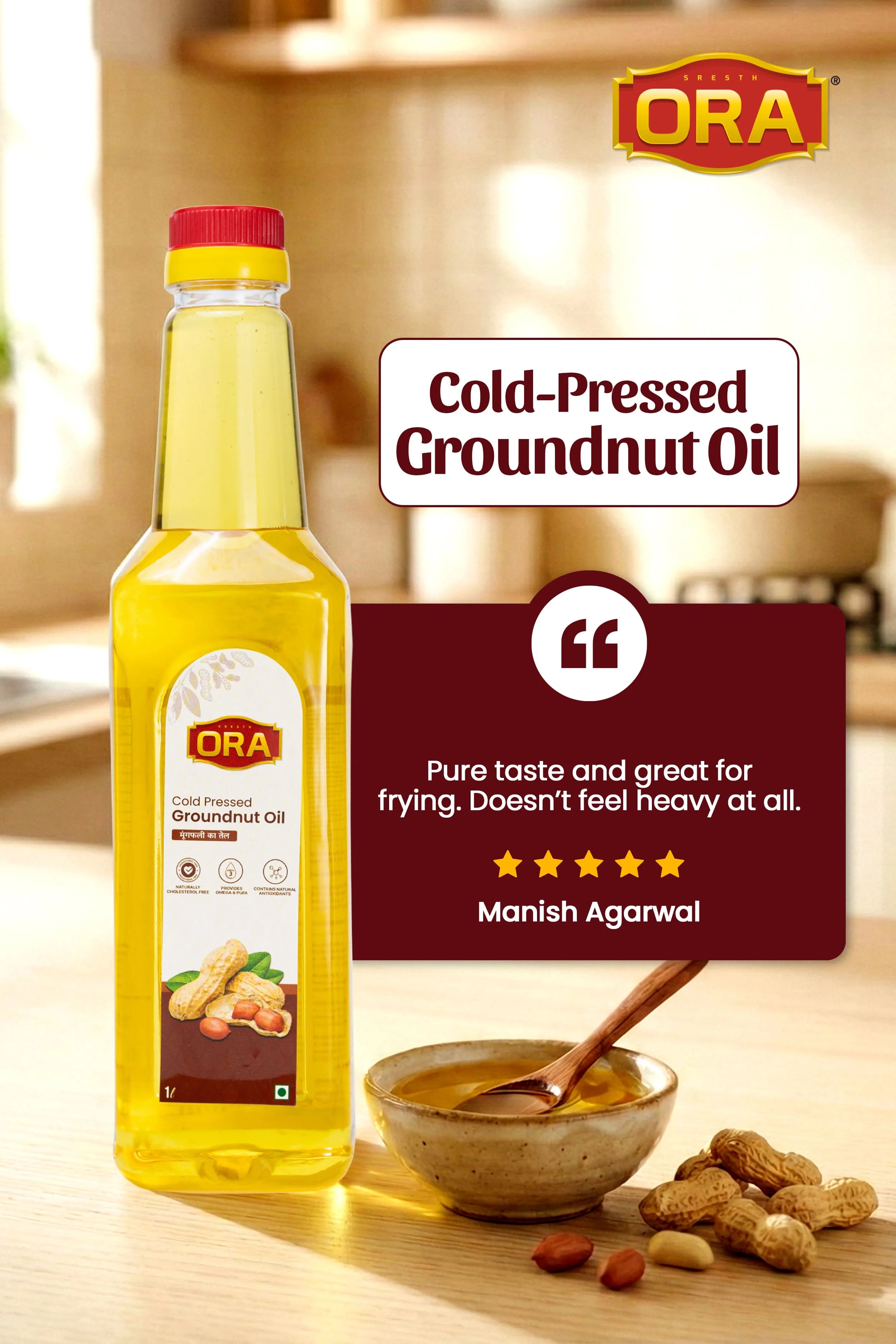 Cold-Pressed Groundnut Oil-100% Natural, Rich Flavor, Healthy Choice