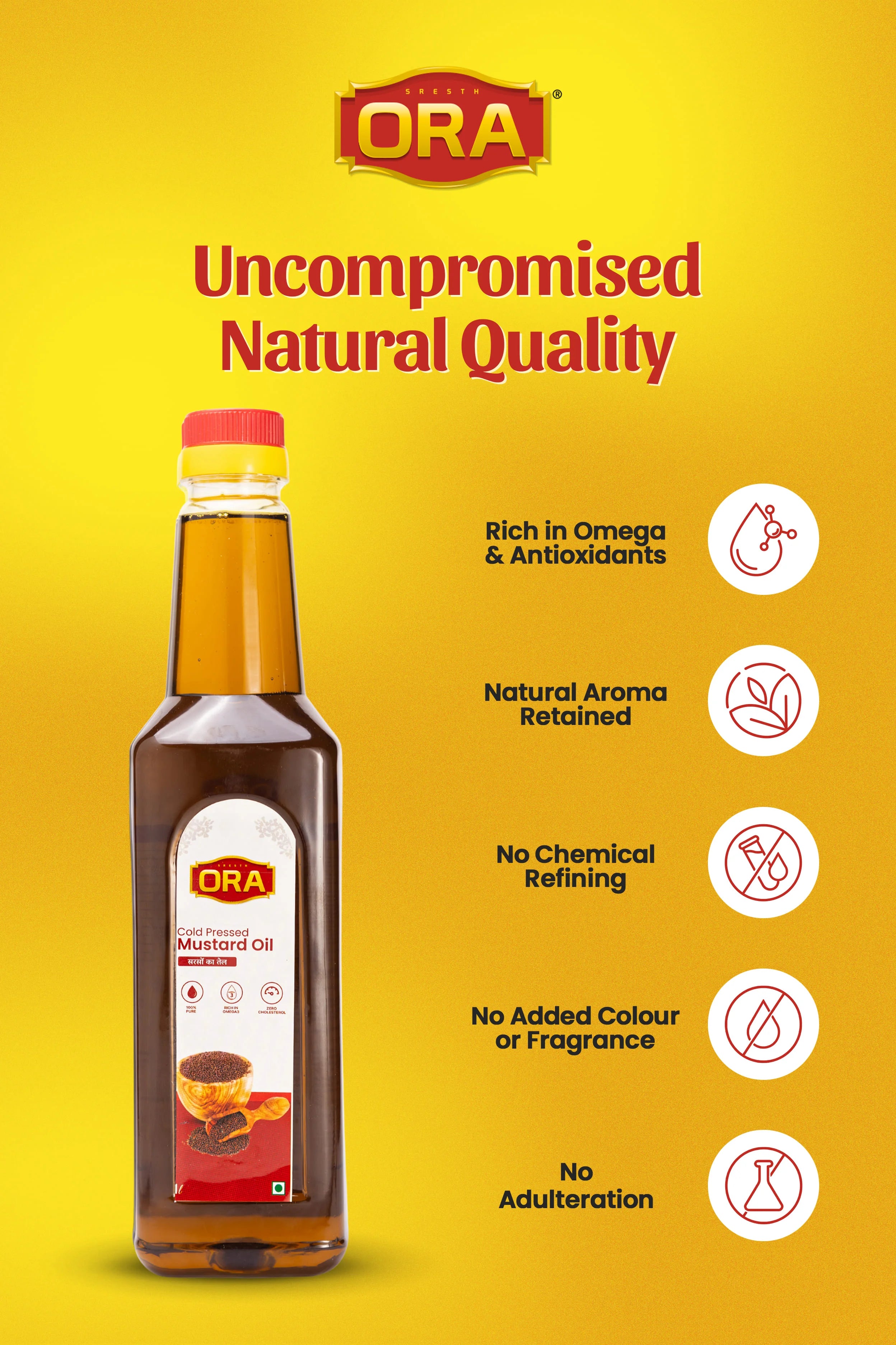 Cold-Pressed Mustard Oil – All-Natural, Nutritious & Cholesterol-Free 