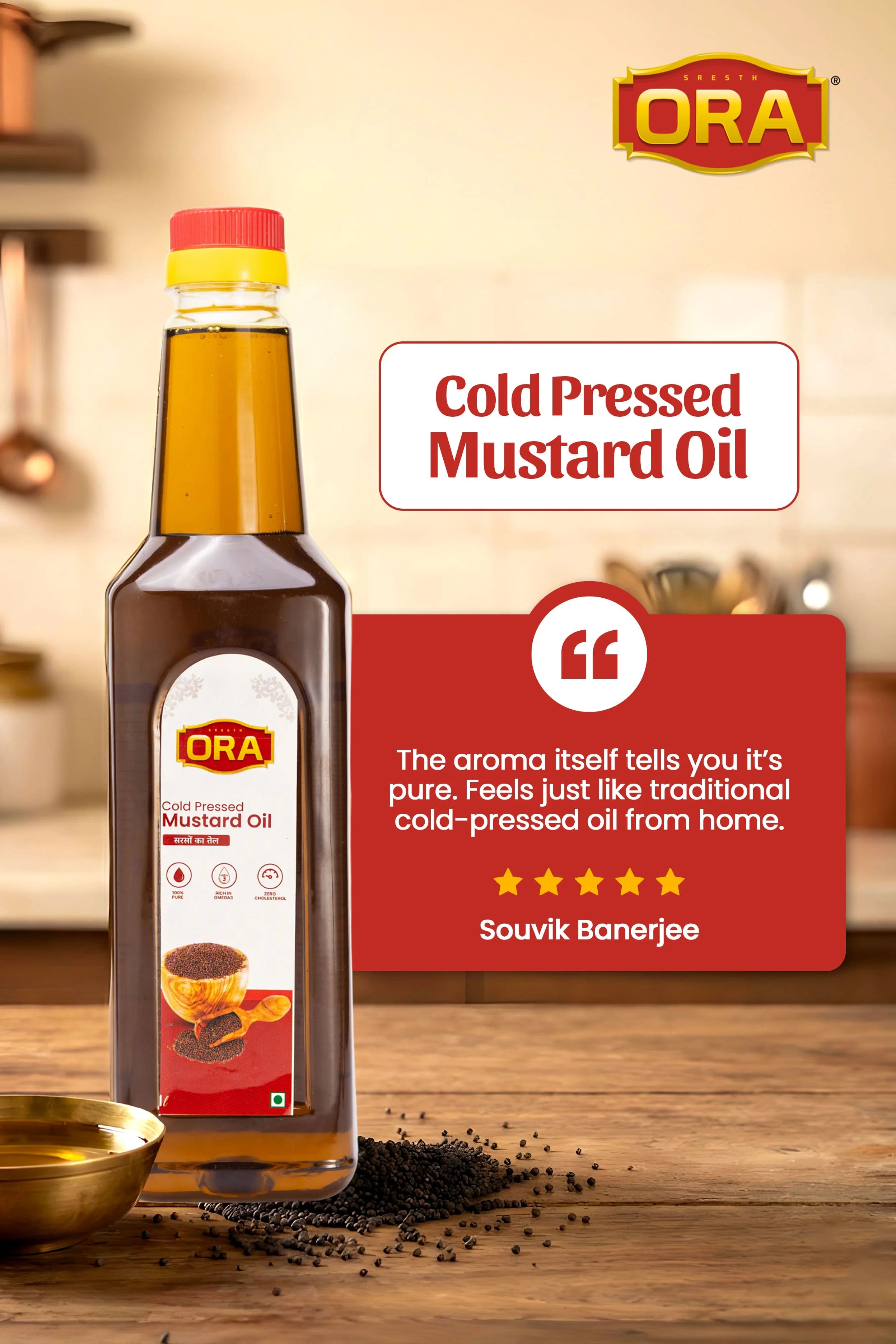 Cold-Pressed Mustard Oil – All-Natural, Nutritious & Cholesterol-Free 